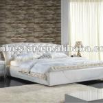 Modern hotel bedroom furniture set , Leather soft bed