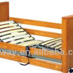 Electrical mobile super low wooden home care nursing bed