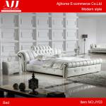 Modern style fashionable white genuine leather 1.8M queen bed JY03