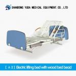 Electric lifting hospital bed with wood bed head