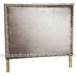 8005 modern head board ( birch wood/champagne velvet fabric/diamond button )-
