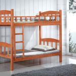 Wooden double bunk beds with ladder