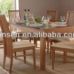 2013 new design OAK dining table and 6 chairs set with cushion solid wood living room furniture restaurant table and chair QS-501