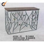 2013 Vintage metal living room console table with wooden top A31032