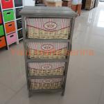 antique wiped white willow rattan 2 chest of drawers basket Cupboard wood Storage Unit Cabinet C-5