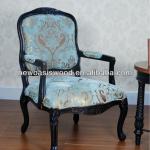 Black Color American Style Antique Carved Wood Chair 0069