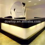 black square shape reception counter with corian top and LED light DTR051