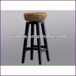 Cheap wood rattan swivel bar stool HC323-11