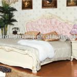 Europe classic high end beech wood bedroom A-216 bed and badstand A-216