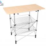 GXT-058 kichen table Aluminum bamboo square adjustable height stainless steel top folding table GXT-058