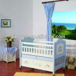 High quality PU painting wood and MDF blue/pink multifunctional baby crib bed B18