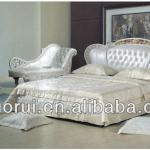 Italian style romanticism design bedroom furniture set soft bed A8808#