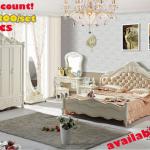JHY911 romantic cream color Rose solid wood carved bedroom furniture set ,king size bed dresser still night stand wardrobe set #JHY911 sweet Rose bedroom set