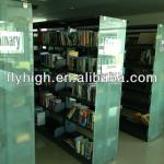 Library metal bookshelf with temper glass board