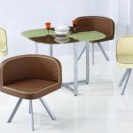 modern low price glass dining tables and leather chairs TB003