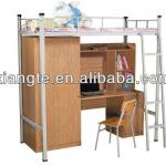 Modern single college bunk bed with locker and desk,direct factory price steel bunk bed manufacturer XTLZ817