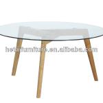 oak wood coffee table with glass top 9365