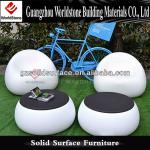 outdoor furniture tables and chair in acrylic solid surface custom-made