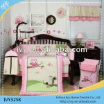 Pink Cotton Crib Bedding Set For Girl/Baby girl nursery bedding sets IVY3258