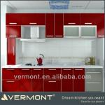red color metal kitchen cabinets sale VT-KC-36