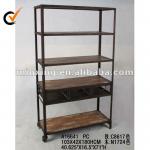 Rustic metal and wood industrial wall storage shelf A16641