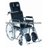 Steel High Backrest Reclining commode wheelchair HC0618
