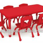 Unicolor wooden table small study desk for kindergarten furniture chairs and tables set for 6 kids HJL-BB008