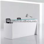 White Reception Table With Glass Counter Top 0342